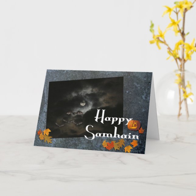 Glad Samhain-fullmåne/Höstblad Kort (Gul blomma)