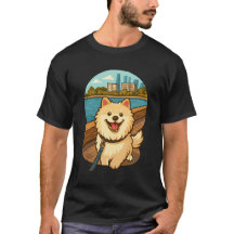 Glad Samoyed Promenad vid Stadens Strandpromenad