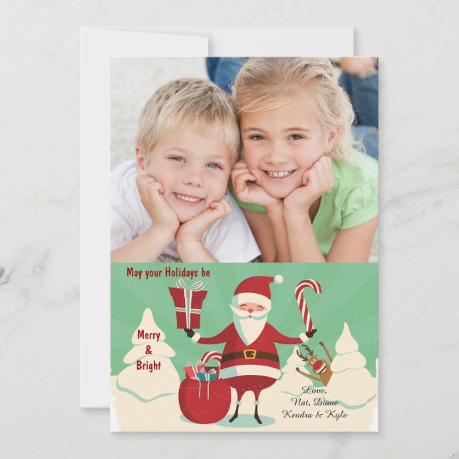 Glad Santa Foto Julkort (Framsida)