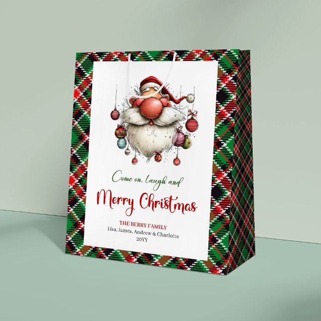 Glad Särpräglad Tomte Vattenfärg Festiv Presentpås (Merry Quirky Santa Watercolor Festive Gift Bag)
