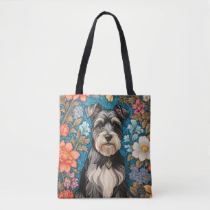 Glad Schnauzer William Morris Inspirerad Blomma Tygkasse