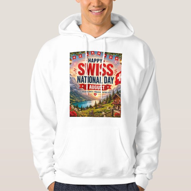 Glad Schweiz nationaldag Hoodie (Framsida)