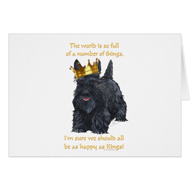 Glad Scottish Terrier Kung Hälsningskort (Framsidan Horizontal)