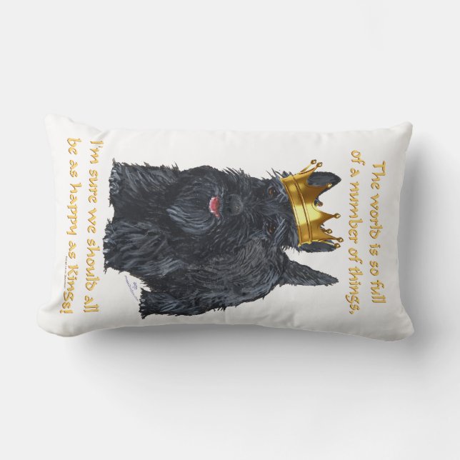 Glad Scottish Terrier Kung Lumbarkudde (Framsida)