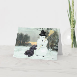 Glad Scottish Terrier & Snöman Helgkort