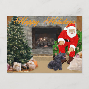 Glad Scottish Terrier & Tomte Helg Vykort