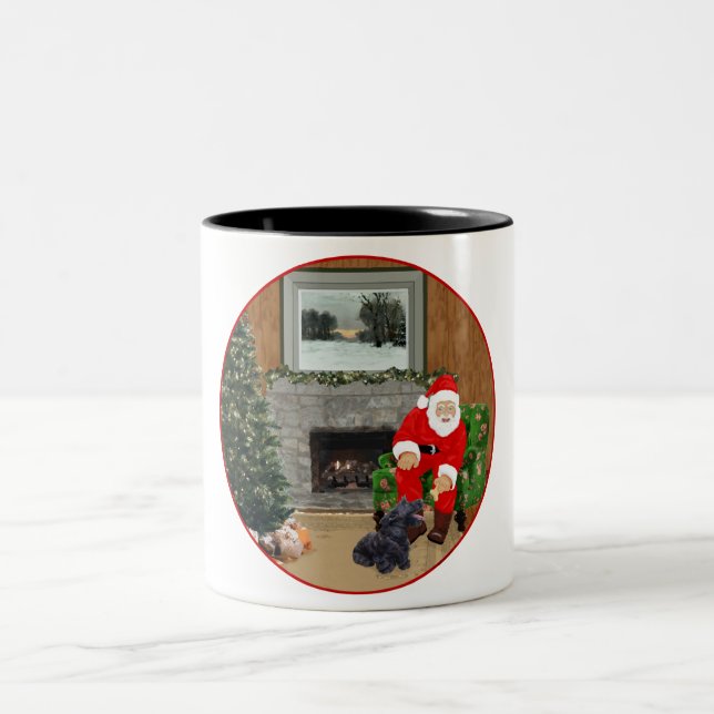 Glad Scottish Terrier & Tomte Två-Tonad Mugg (Center)