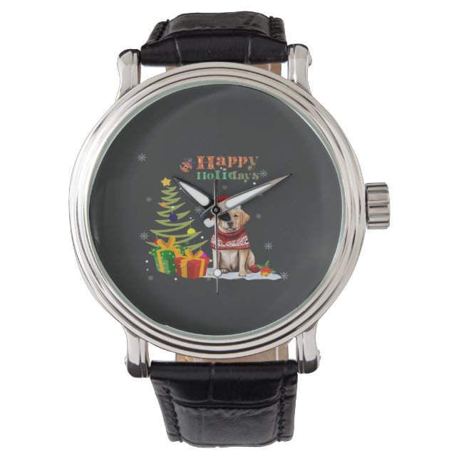 Glad semester Labrador Retriever Hund Julgran Armbandsur (Framsida)