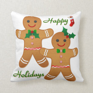 Glad semester pepparkaksgubbe pojke flicka kudde