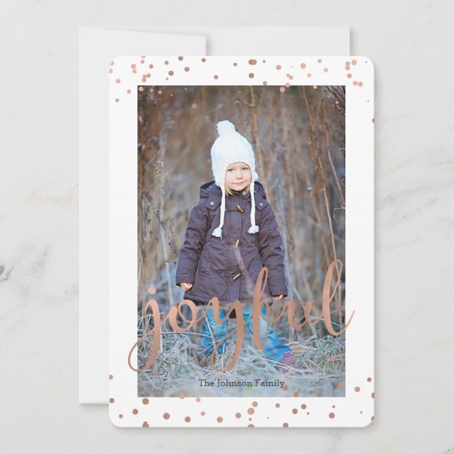 Glad Semester | Rosa Guld Folie | Fotokort Julkort (Framsida)