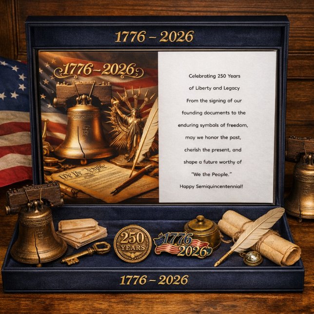 Glad Semiquincentennial Amerika 250  Helgkort (Commemorating 250 years of liberty, legacy, and the enduring spirit of “We the People.” keepsake )