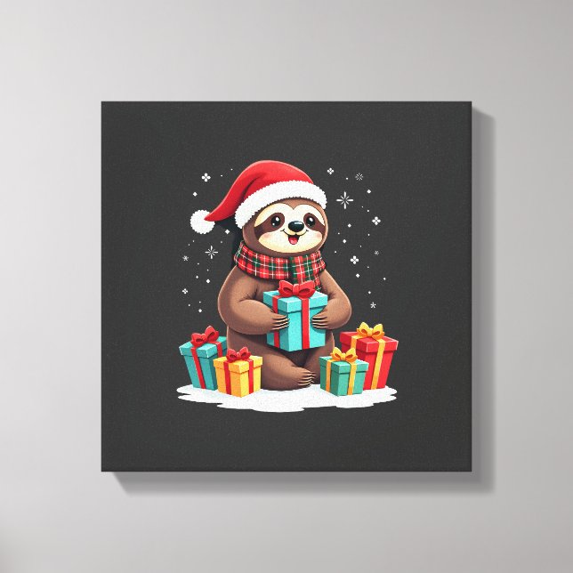 Glad Sengmas söt julseng jultomte mössa Xmas Canvastryck (Framsida)