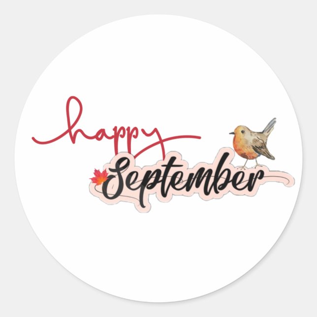 Glad september runt klistermärke (Framsida)