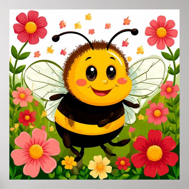 Glad seriebi surrad av ljusa blommor poster (Framsidan)