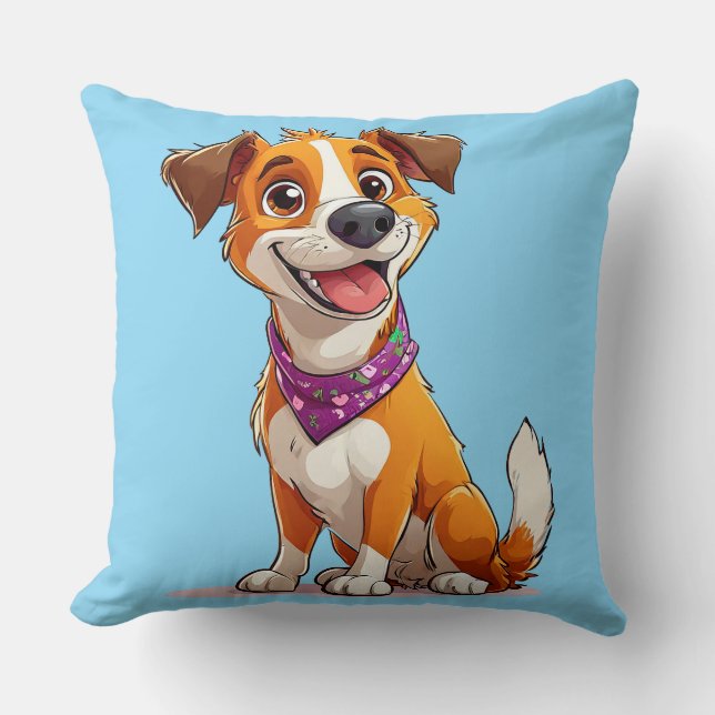 Glad seriefigur stil Hund Söt husdjur Älskare Hemi Kudde (Framsida)