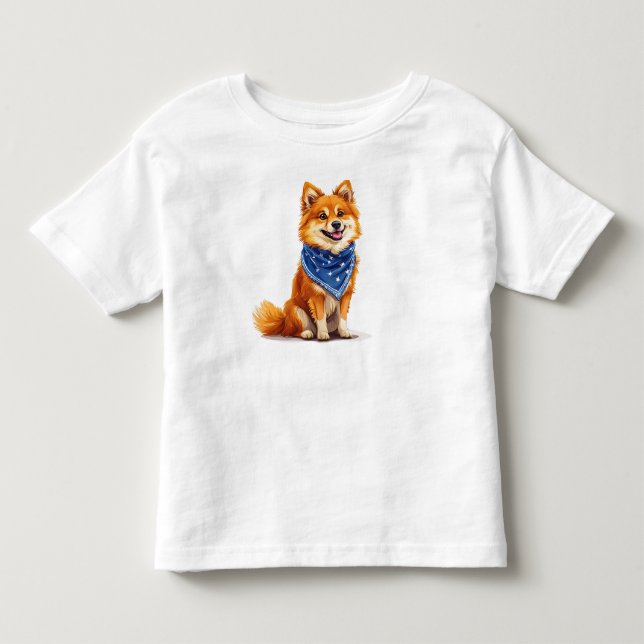 Glad, seriefigur-stilad hund t shirt (Framsida)