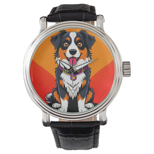 Glad seriehundillustration armbandsur (Framsida)
