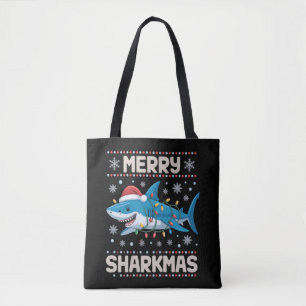 Glad Sharkjul Tomte Fula Julbelysningar Xmas Tygkasse