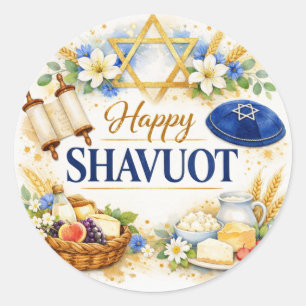 Glad Shavuot-dekal, judisk högtid, Judaica Runt Klistermärke