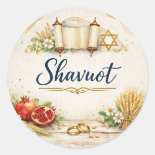 Glad Shavuot-dekal, judisk högtid  Runt Klistermärke