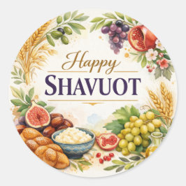 Glad Shavuot-dekal, och vykort Runt Klistermärke