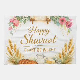 Glad Shavuot Högtiden Veckorna Målning Judisk Pres Kökshandduk
