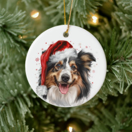 Glad Sheltie Hund Jul Personlig Julgransprydnad Keramik