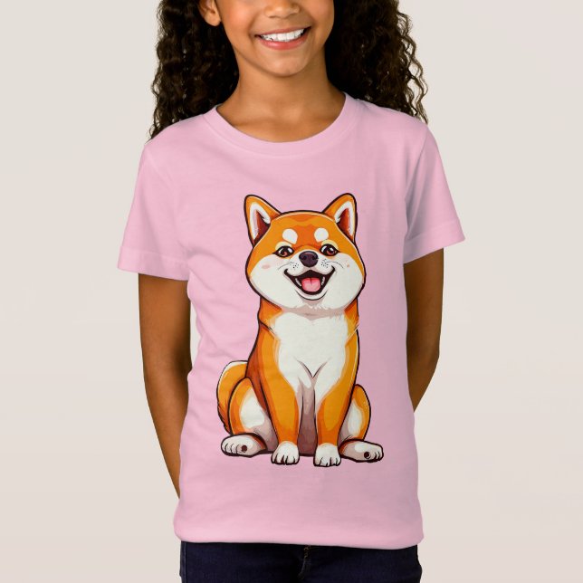Glad Shiba Inu hund T Shirt (Framsida)
