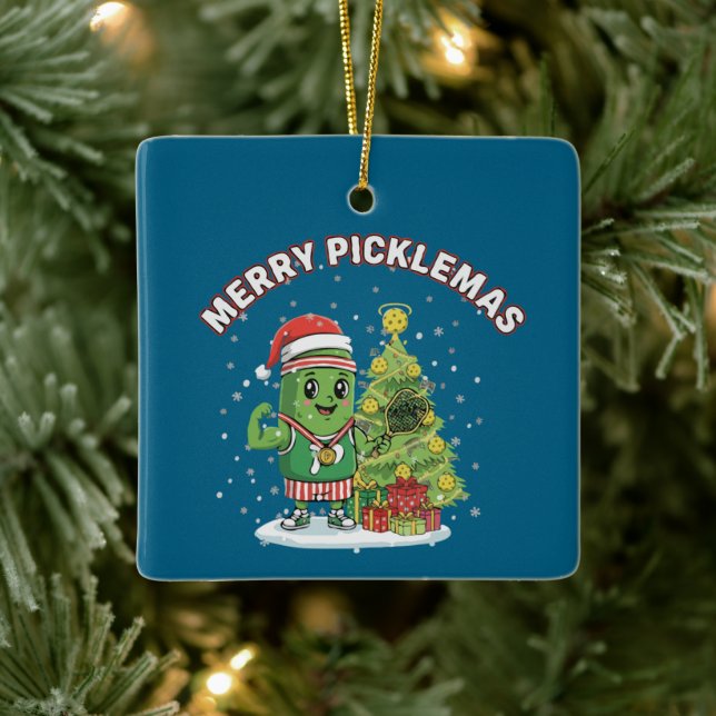Glad Silldags Rollige Pickleball-mästare Julgransprydnad Keramik (Träd)