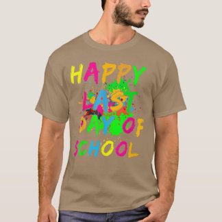 Glad sista skoldag Målarfärg stänkeffekt Glo T Shirt