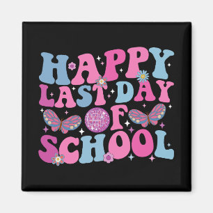 Glad sista skoldagen Disco Boll Groovy Retro Magnet
