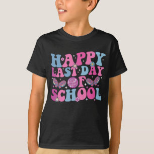 Glad Sista Skoldagen Disco Boll Groovy Retro T Shirt