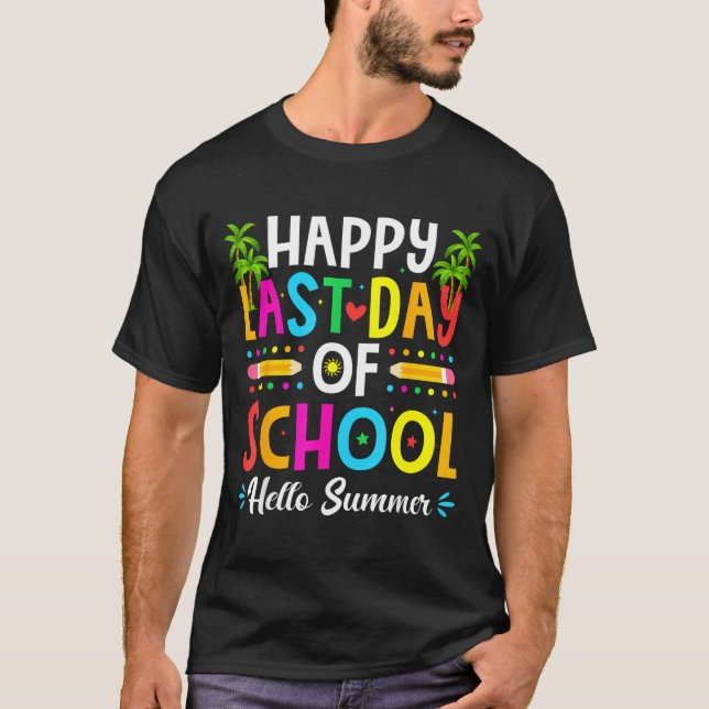 Glad sista skoldagen Hej sommar Lärare T Shirt (Framsida)
