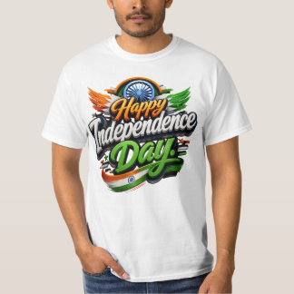 Glad självständighetsdag 3D Indiens flagga Patriot T Shirt