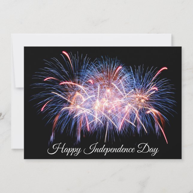 Glad självständighetsdag Färgglad fyrverkeriuppvis Julkort (Framsida)