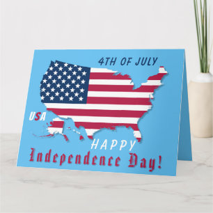 Glad självständighetsdag USA-karta flagga röd vit Kort