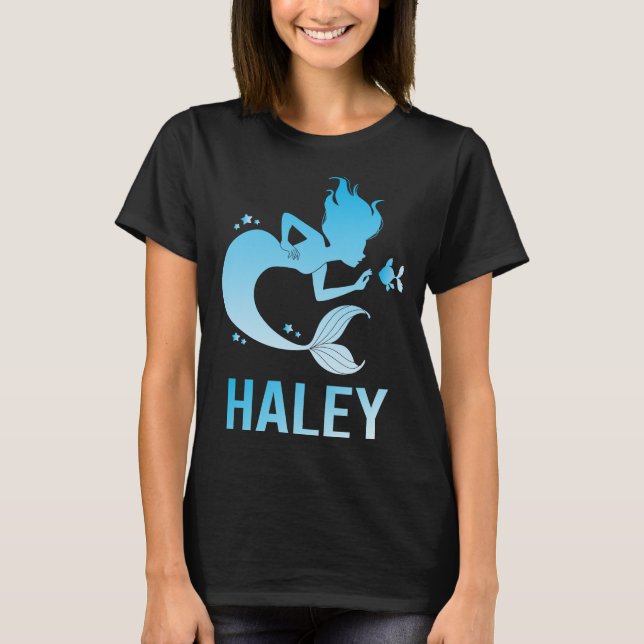 Glad Sjöjungfru - Haley Namn T Shirt (Framsida)