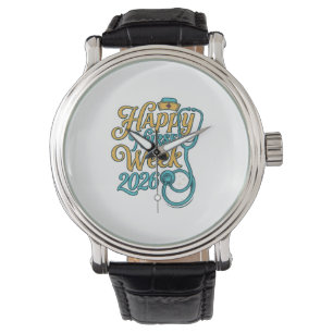Glad Sjuksköterskevcka 2026 Stetoskop Tröja Design Armbandsur
