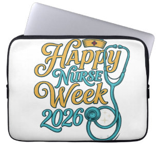 Glad sjuksköterskevcka 2026 Stetoskopskjorta Desig Laptop Fodral