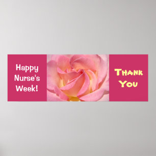 Glad Sjuksköterskevecka! Banner Affisch Rosa Ros T