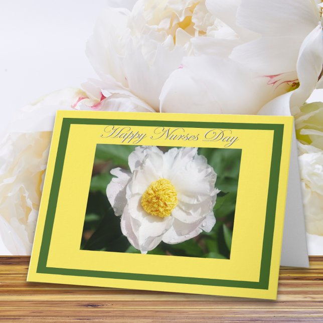Glad Sjuksköterskor Dag Vit Peony Blomma Kort (Skapare uppladdad)