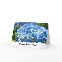 Glad sjuksköterskvecka! kort Blå Hortensia Blommor