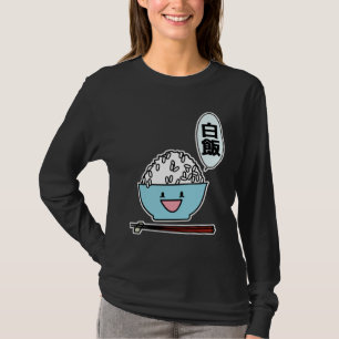 Glad skål med vitt ris ätpinnar kolhydrater kinesi t shirt