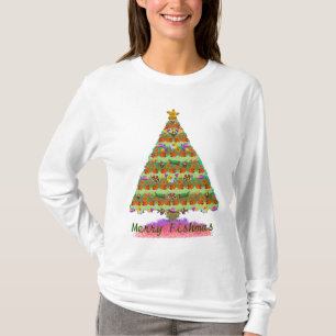 Glad skjorta för Fishmas damlångärmad T-shirt
