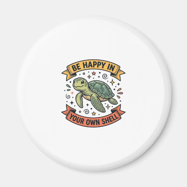Glad Sköldpadda Citat Vintage Gravyr Design_1 Magnet (Framsidan)
