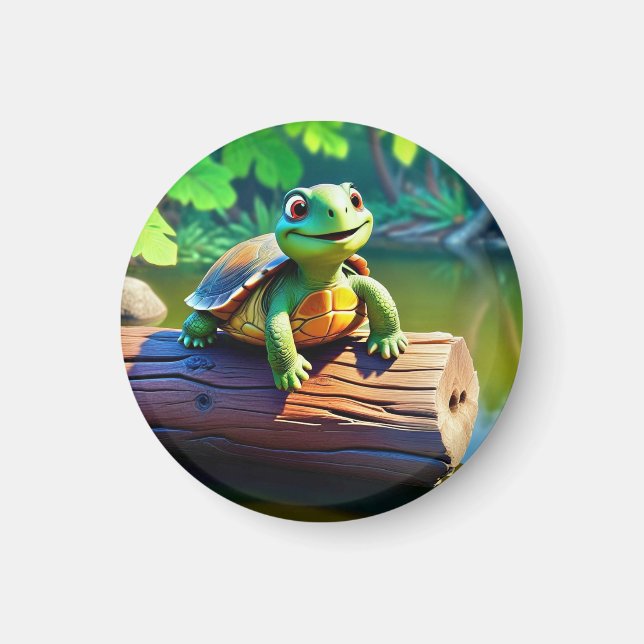 Glad Sköldpadda Magnet (Framsidan)