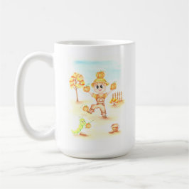 Glad skörd liten rödhårig pojke kaffemugg