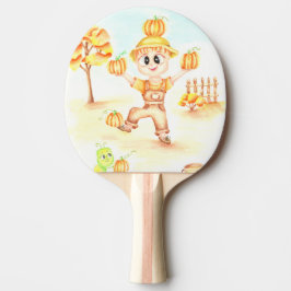 Glad skörd liten rödhårig pojke pingisracket
