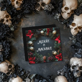Glad Skrämmande Skallekrans Goth Jul Julkort