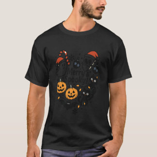 Glad Skumlig Halloween Jul Söt Katter Pumpa T Shirt